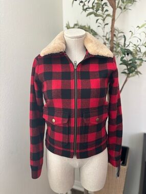 Pendleton Plaid Jacket with Fur Collar